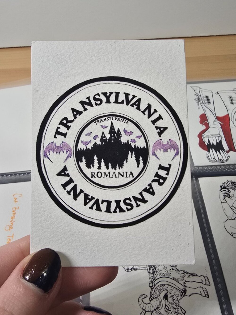 Transylvania Travel Stamp Mini Art 🦇✈️ Fantasy Vampire Print (Signed)